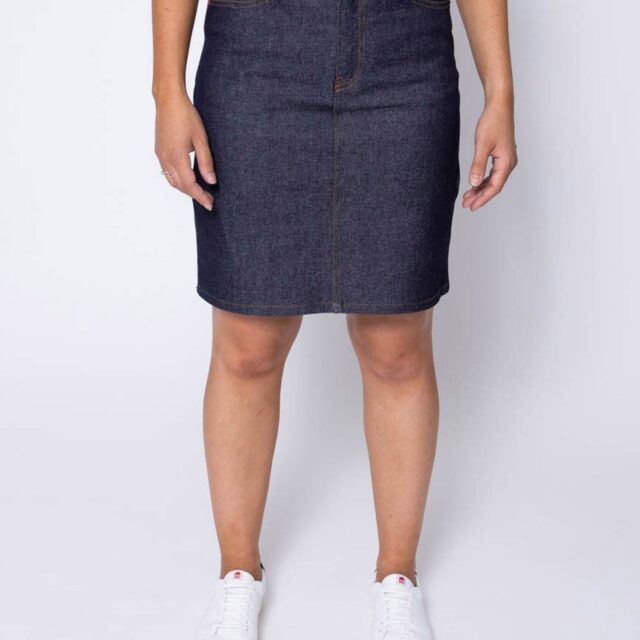 1083 - JUPE DROITE 291H ZIPEE taille haute coton bio indigo brut