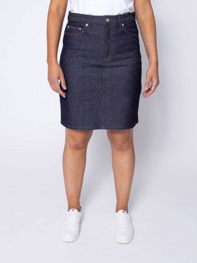 1083 - JUPE DROITE 291H ZIPEE taille haute coton bio indigo brut