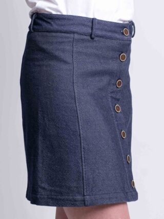 1083 - JUPE JEAN trapeze boutons 292H les hirondelles surcyclee