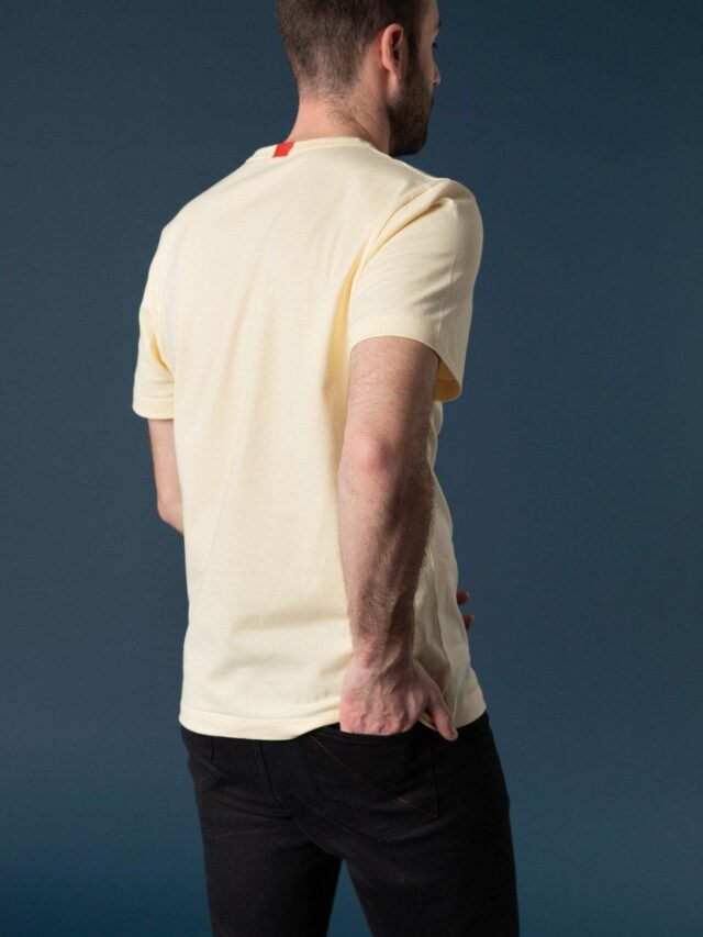 1083 - T-SHIRT DROIT 304 UNI coton bio jaune pastel Homme