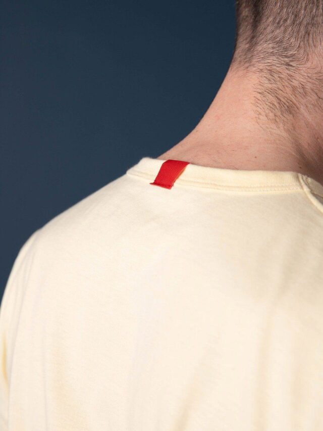 1083 - T-SHIRT DROIT 304 UNI coton bio jaune pastel Homme