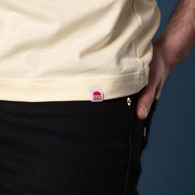 1083 - T-SHIRT DROIT 304 UNI coton bio jaune pastel Homme