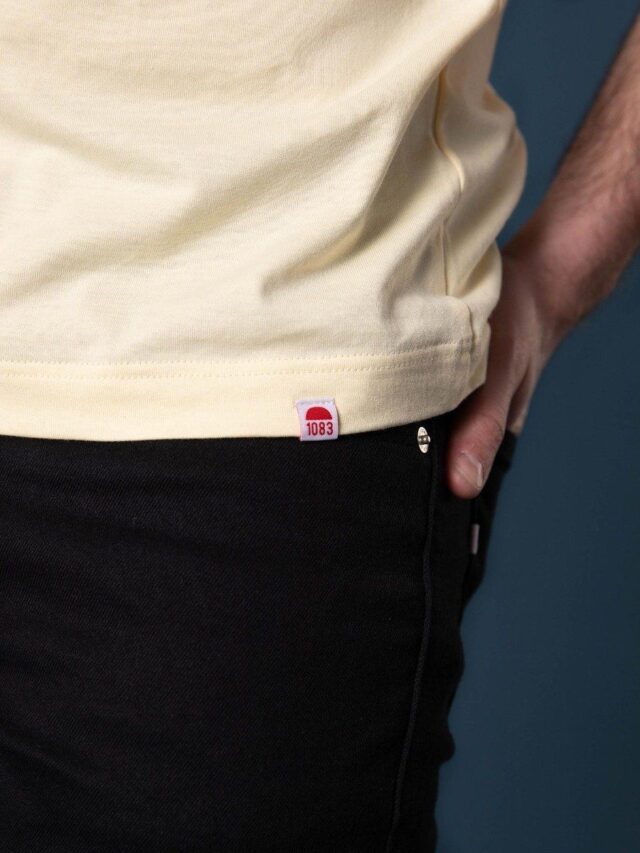 1083 - T-SHIRT DROIT 304 UNI coton bio jaune pastel Homme