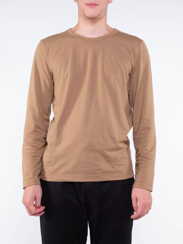 1083 - T-SHIRT MANCHES LONGUES DROIT 305 UNI coton bio moka Homme