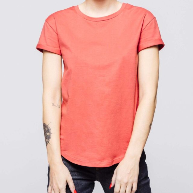 1083 - T-SHIRT COL ROND 403 UNI coton bio brique Femme