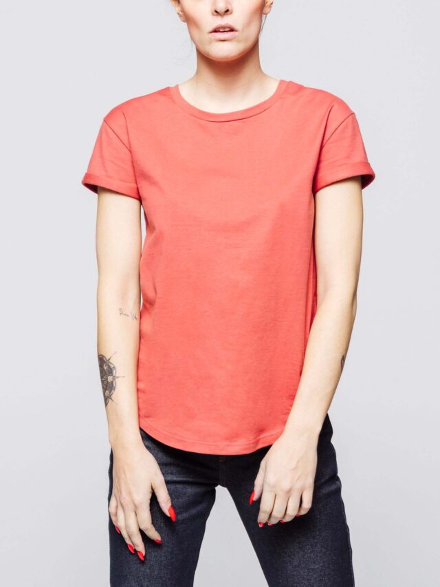 1083 - T-SHIRT COL ROND 403 UNI coton bio brique Femme