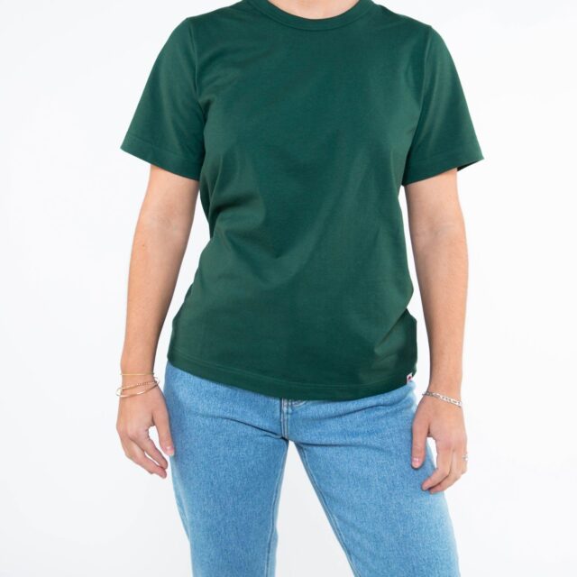 1083 - T-SHIRT DROIT 404 UNI coton bio vert emeraude Femme