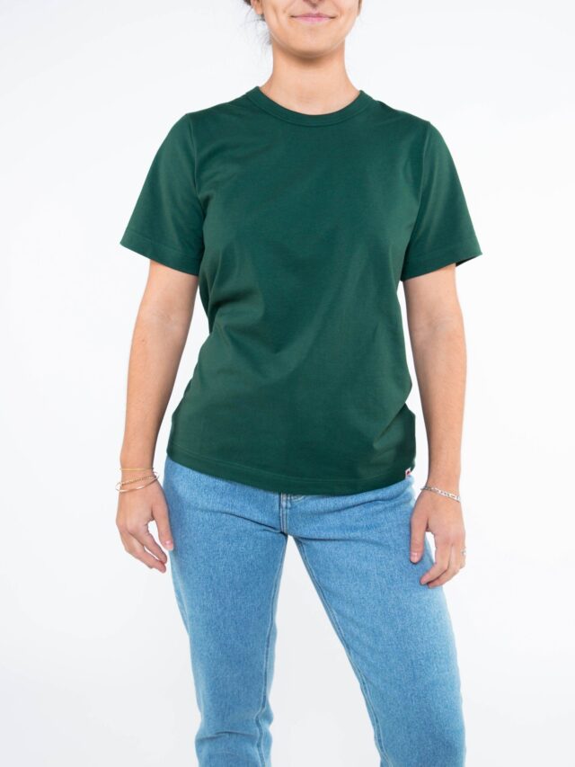 1083 - T-SHIRT DROIT 404 UNI coton bio vert emeraude Femme