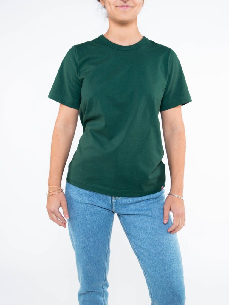 1083 - T-SHIRT DROIT 404 UNI coton bio vert emeraude Femme