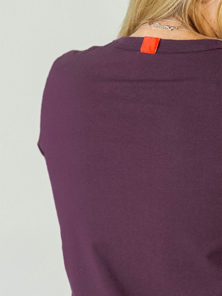 1083 - T-SHIRT MANCHES LONGUES DROIT 405 UNI coton bio prune Femme