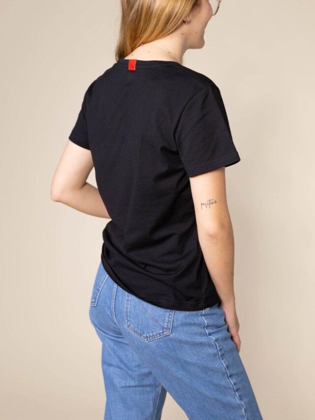 1083 - T-SHIRT AJUSTE 406 UNI coton bio noir Femme