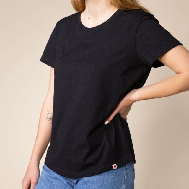 1083 - T-SHIRT AJUSTE 406 UNI coton bio noir Femme