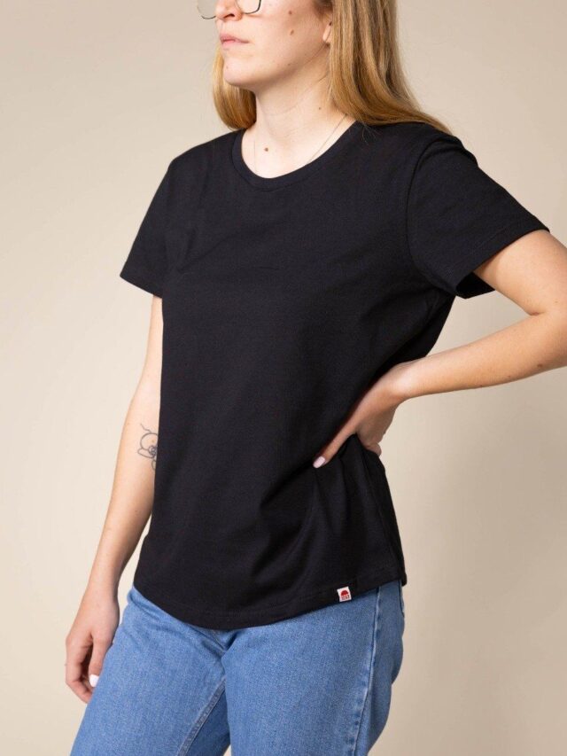 1083 - T-SHIRT AJUSTE 406 UNI coton bio noir Femme