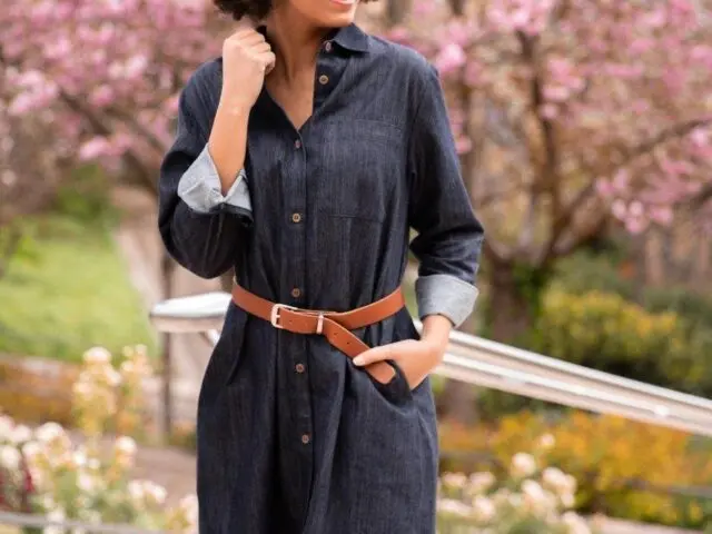 1083 - ROBE CHEMISE EN JEANS 551 coton bio filidenim indigo brut