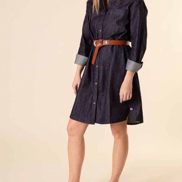 1083 - ROBE CHEMISE EN JEANS 551 coton bio filidenim indigo brut