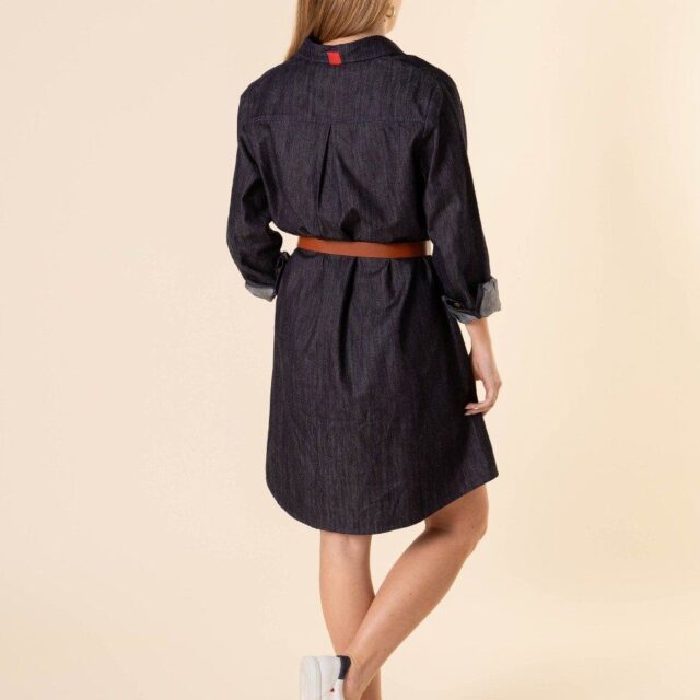 1083 - ROBE CHEMISE EN JEANS 551 coton bio filidenim indigo brut