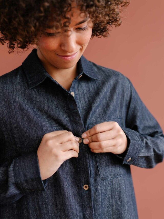 1083 - ROBE CHEMISE EN JEANS 551 coton bio filidenim indigo brut