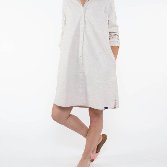 1083 - ROBE CHEMISE blanche naturel 551 blanc des Vosges coton bio