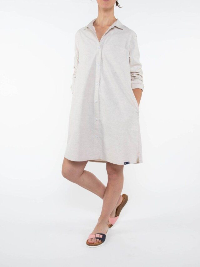 1083 - ROBE CHEMISE blanche naturel 551 blanc des Vosges coton bio