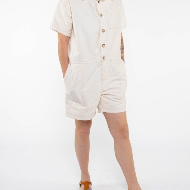 1083 - COMBISHORT AMPLE 572 UNI coton bio denimoriginal ecru Femme