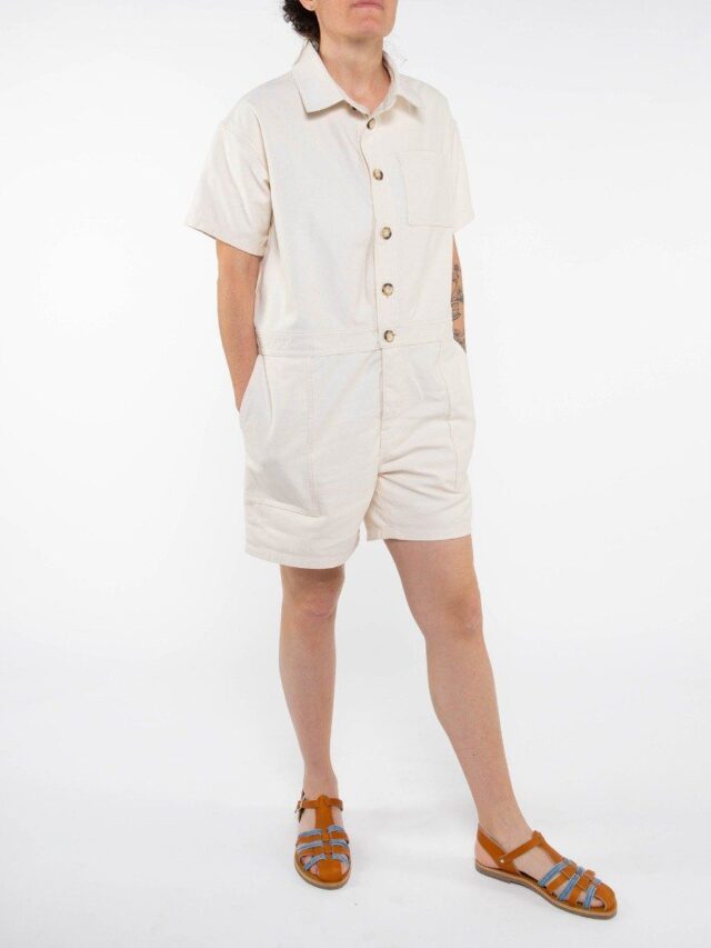 1083 - COMBISHORT AMPLE 572 UNI coton bio denimoriginal ecru Femme