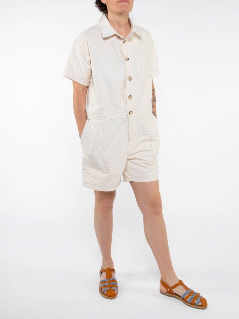 1083 - COMBISHORT AMPLE 572 UNI coton bio denimoriginal ecru Femme