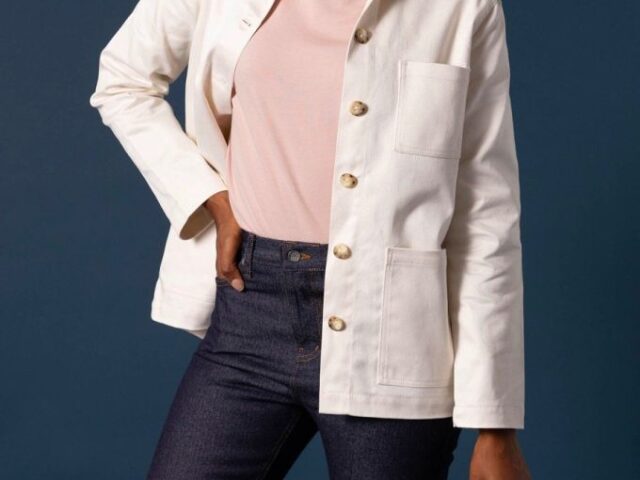 1083 - VESTE DE TRAVAIL DROITE 603 coton bio denimoriginal ecru Femme