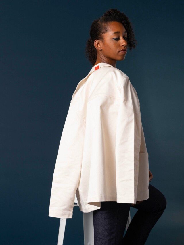 1083 - VESTE DE TRAVAIL DROITE 603 coton bio denimoriginal ecru Femme