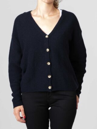 1083 - CARDIGAN BLEU MARINE 618 VOLONTAIRE laine recyclee Femme
