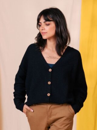 1083 - CARDIGAN 618 VOLONTAIRE laine recyclee bleu Femme