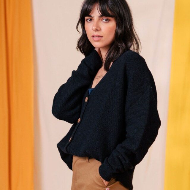 1083 - CARDIGAN 618 VOLONTAIRE laine recyclee bleu Femme