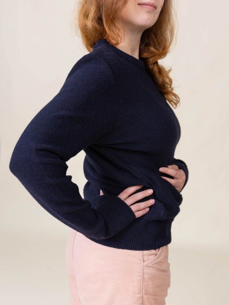 1083 - PULL UNI 670 VOLONTAIRE laine recyclee bleu Femme