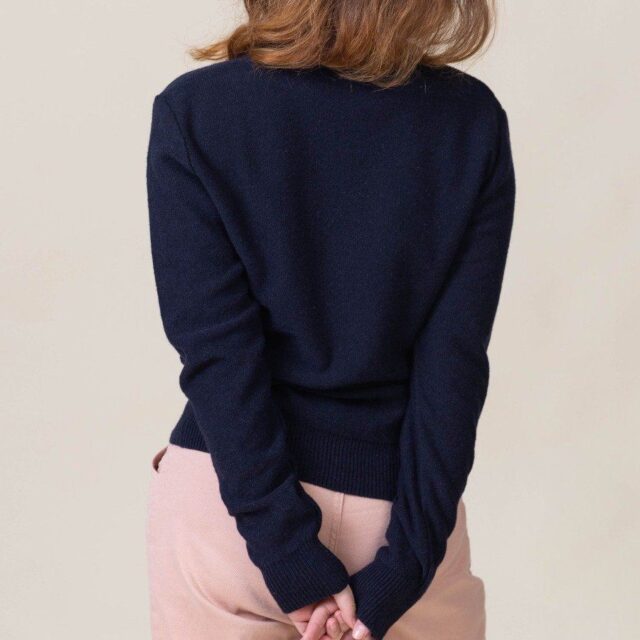 1083 - PULL UNI 670 VOLONTAIRE laine recyclee bleu Femme