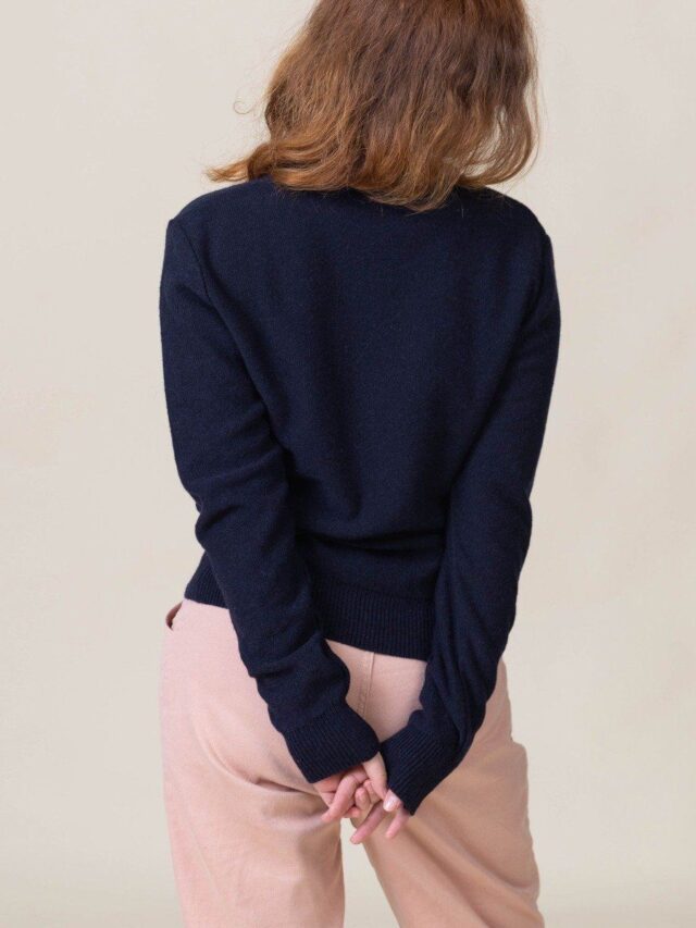 1083 - PULL UNI 670 VOLONTAIRE laine recyclee bleu Femme