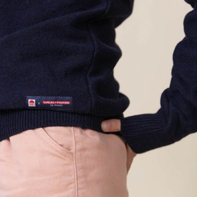 1083 - PULL UNI 670 VOLONTAIRE laine recyclee bleu Femme