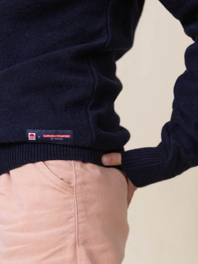 1083 - PULL UNI 670 VOLONTAIRE laine recyclee bleu Femme