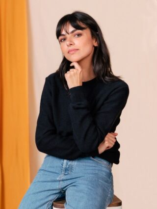 PULL UNI 670 VOLONTAIRE laine recyclee bleu Femme par la marque 1083 1083 - PULL UNI 670 VOLONTAIRE laine recyclee bleu Femme