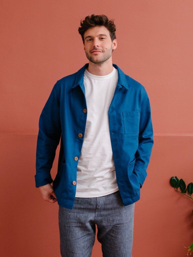 1083 - VESTE DE TRAVAIL 703 droite coton bio denimoriginal bleu ouvrier