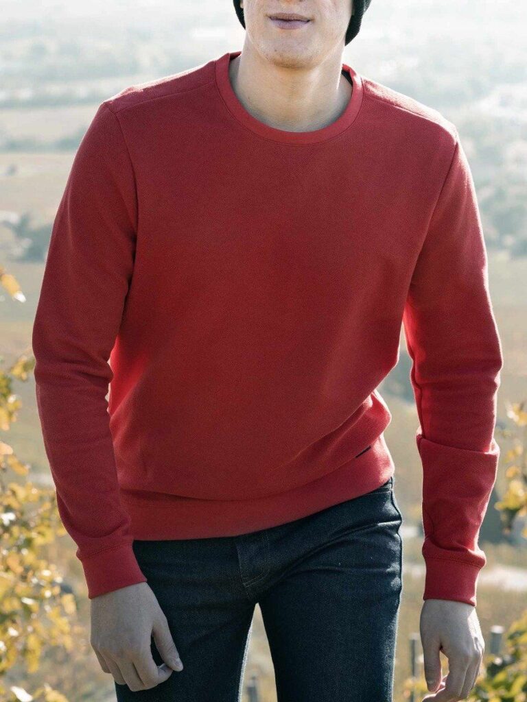 1083 - SWEAT 750 LA GENTLE FACTORY coton recycle rouge Homme