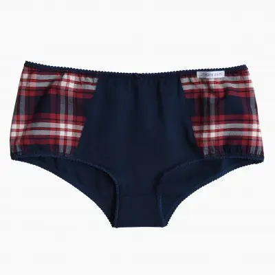 Matins d’avril - Culotte boxer CAMILLA coton bio marine/ écossais