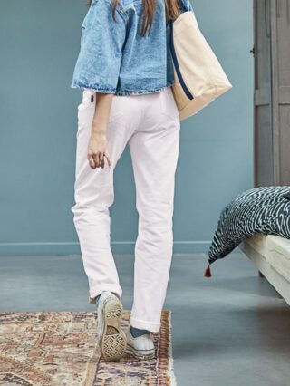 1083 - Jeans droit 201h blanc des vosges taille haute