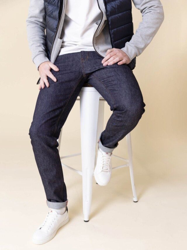 1083 - JEANS AJUSTE 103N coton bio flex indigo brut Homme