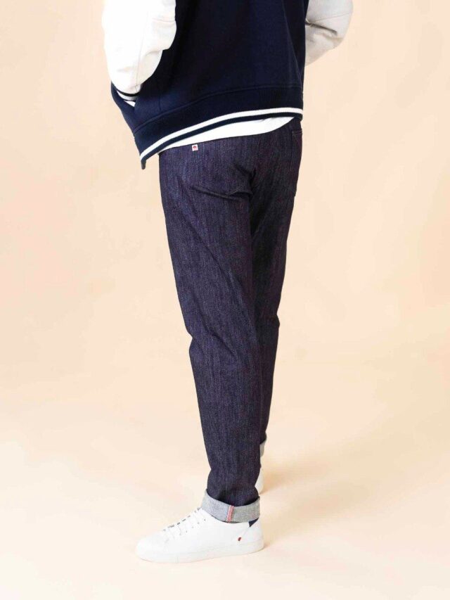 1083 - JEANS AJUSTE 105N ATHLETIQUE coton bio filidenim flex indigo brut Homme