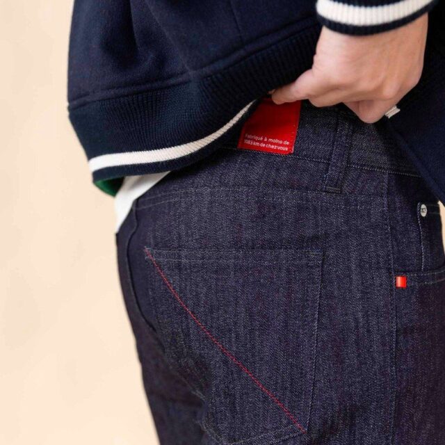 1083 - JEANS AJUSTE 105N ATHLETIQUE coton bio filidenim flex indigo brut Homme