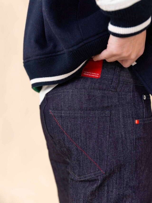 1083 - JEANS AJUSTE 105N ATHLETIQUE coton bio filidenim flex indigo brut Homme