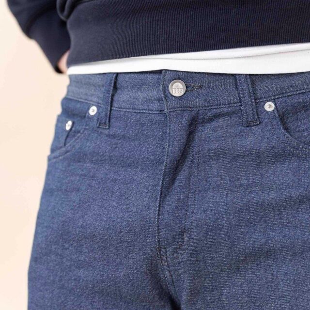 1083 - JEANS AJUSTE 105N ATHLETIQUE coton bio microdenimdouble flex indigo brut Homme
