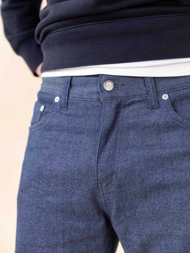 1083 - JEANS AJUSTE 105N ATHLETIQUE coton bio microdenimdouble flex indigo brut Homme