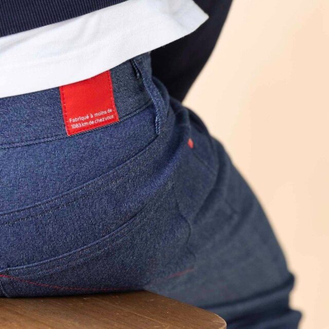 1083 - JEANS AJUSTE 105N ATHLETIQUE coton bio microdenimdouble flex indigo brut Homme