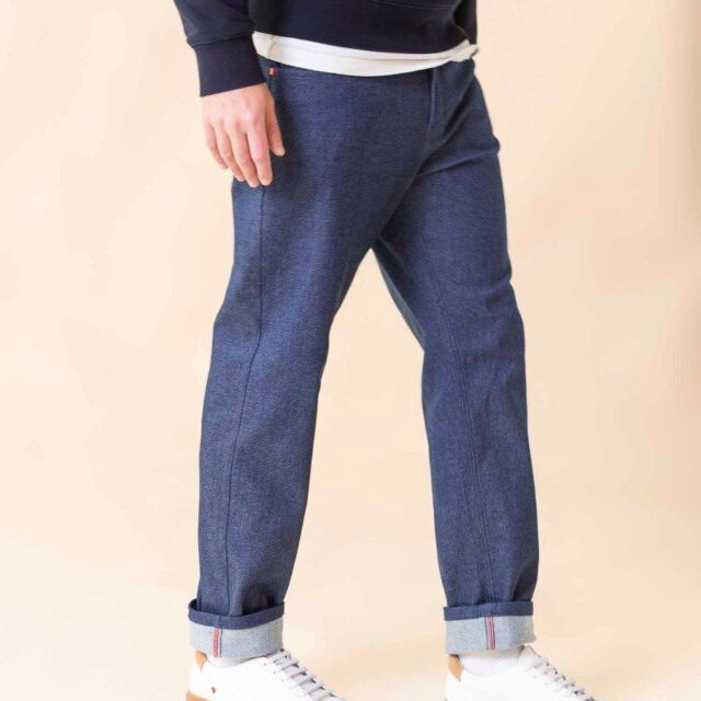 1083 - JEANS AJUSTE 105N ATHLETIQUE coton bio microdenimdouble flex indigo brut Homme