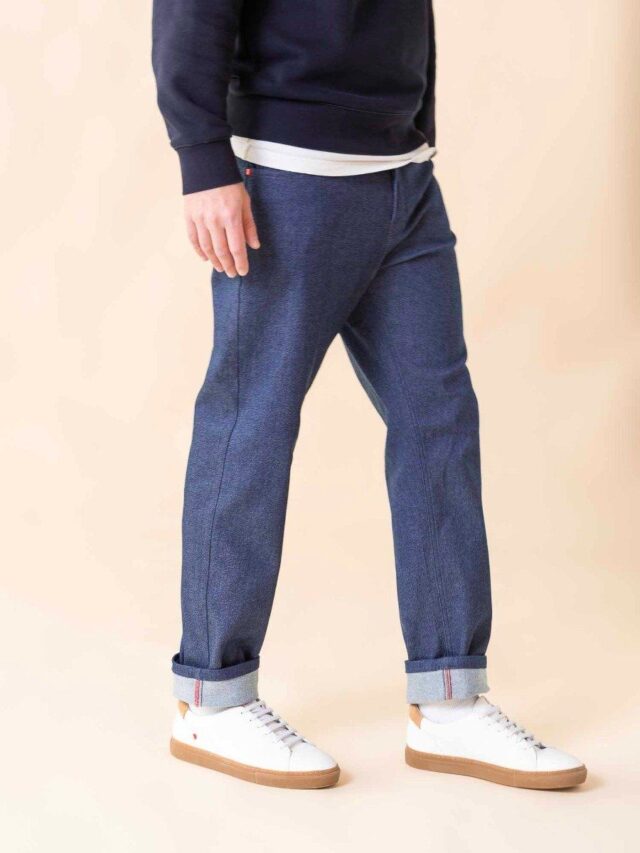 1083 - JEANS AJUSTE 105N ATHLETIQUE coton bio microdenimdouble flex indigo brut Homme